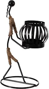 Wire Figure Candle Holder Decorative Modern Tea Light Lantern Tabletop Centerpiece Candle Stand, Front Carry