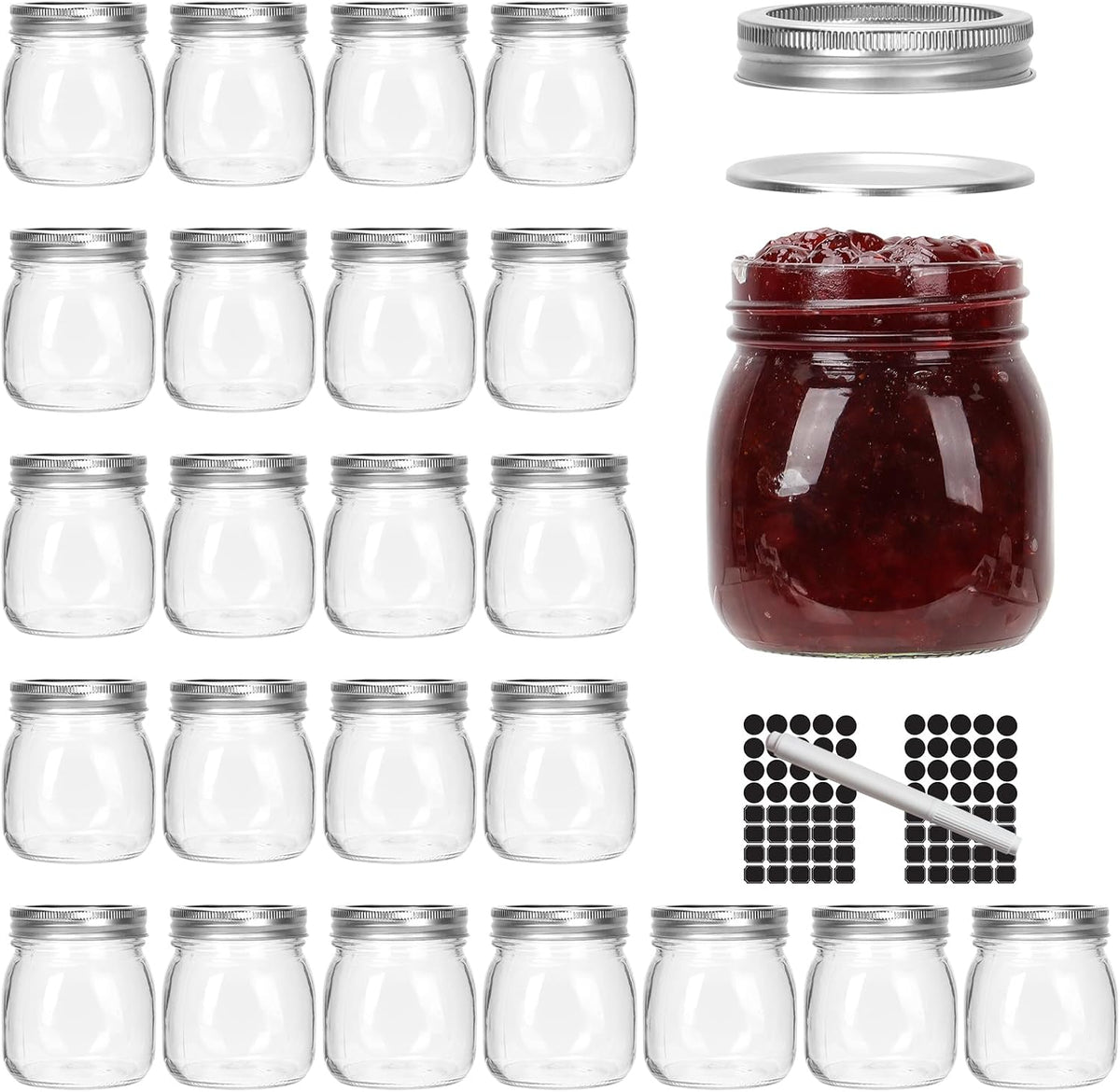 10 oz Mason Jars with Lids,24 Pack Glass Canning Jars with Airtight Lids