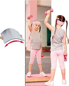 Unbreakable Acrylic Full Length Mirror for Wall Mounted, Full Body Mirror for Kids, Flexible Plastic Safe Shatterproof, 4 PCS 16 x 12 Inches, Workout Mirrors Tiles for Home Gym, Bedroom Over The Door