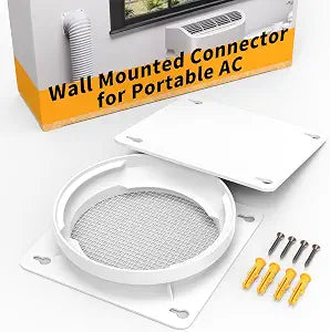 LBG Products Wall Mounted Connector for Portable AC Exhaust Hose Vent, 5"/5.9" Air Conditiner Hose Compatible,Good Sealing Portable AC Wall Connector with Mesh Screen, Easy Installation