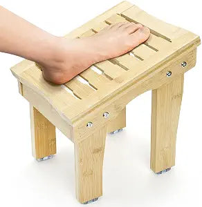 SOUJOY Bamboo Shower Foot Rest, 12" Non-Slip Shower Stool for Shaving Legs