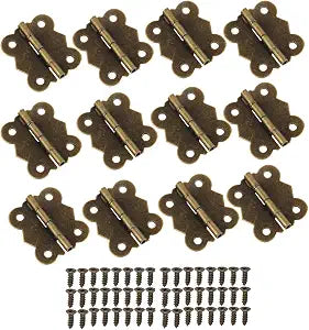 12 Pcs Jewelry Box Hinges, Antique Bronze Small Hinges with 48 Screws