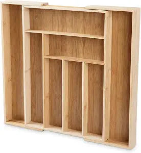 Extra Large Expandable Bamboo Silverware Drawer Organizer