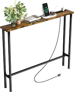 Keelian 39" Sofa Table Narrow Long with Power Outlets & 2 USB Ports