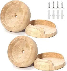 2 Pack Solid Wood Closet Pole Sockets, 1-3/8" U-Shaped