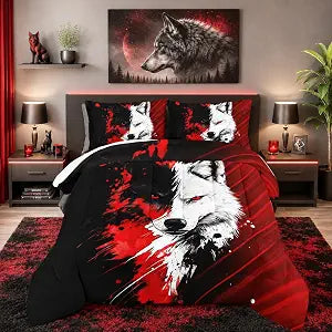 HOSIMA Wolf Twin Comforter for Kids,Animal Bedding with 2 Pillowcases.