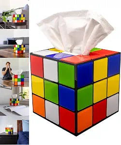 Rubix Cube Tissue Box Cover, Fun Tissue Box Cover Home Decor, Magnetic Lid