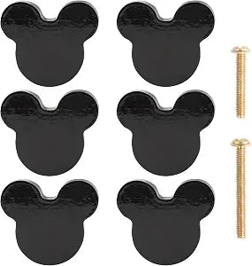 Wooden Mouse Cabinet Knobs with 2 Different Size Screws for Dresser Drawers,Wood Dresser Knobs for Kids Bedroom and Bathroom Decor,Kids Drawer pulls 6 Pack,Nursery Dresser knobs for Kids