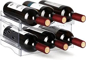 EZ COZY Wine Rack, 2 Tier Water Bottle Organizer for Cabinet (6 Bottles)