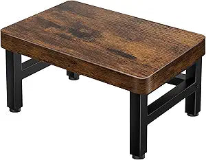 PARTPHONER Wooden Step Stool for Adults & Kids, 480-LBS Heavy Duty with Non-Slip Rubber Feet & Suction Cup Pads, Bed Stool for High Beds, Ideal for Bedroom, Living Room, Bathroom, Kitchen,Rustic Brown