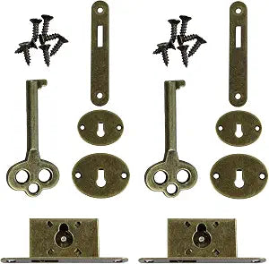 2Pcs Antique Bronze Mini Locks, Full Mortise Decorative Locks with Keys and Screws for Jewelry Box, Cabinet, Drawer, Wardrobe, Small Wooden Box