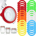 30 Pcs 3.75 Inches Silicone Jar Gaskets Replacement Airtight Rubber Seals Rings for Glass Clip Top Jar Leakproof Colorful Gasket Sealing Rings for Mason Jars Regular Mouth Canning Jars, 6 Colors