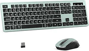 MPTOG Wireless Keyboard and Mouse Combo for PC and Laptop (Green)