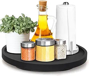 Wooden Lazy Susan for Table Top Organizer Round Tray Kitchen Counter Decor