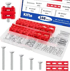 168pcs Wall Plate Screws with Outlet Spacers Kits, 3/8", 9/16", 3/4", 1", 1.2" Outlet Screws 6-32 and Receptacle Spacers for Switch Electrical Box