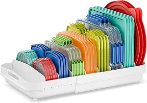 EVERIE Expandable Food Container Lid Organizer for 12-Inch Deep Cabinets