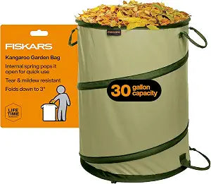 Fiskars 30-Gallon Kangaroo Collapsible Pop Up Garden Bag for Yard Waste