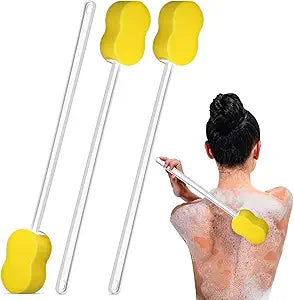 Long Handled Sponge 22.4'' Back Scrubber for Shower, Yellow