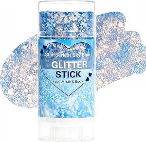 Sky Blue Face and Body Glitter Stick Waterproof Makeup for Rave Festivals