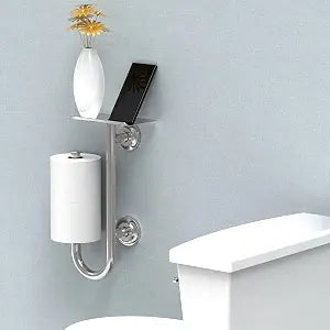 3-in-1 Toilet Safety Grab Bar with Built-in Tissue Paper Holder and Phone Shelf, for 2 Mega Rolls, 250lbs Weight Support When Mounted in Stud, Chrome Right-Hand