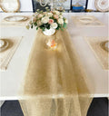 MANGATA CASA 2pcs 10FT Boho Tulle Cheesecloth Table Runner, Sheer Decor for Wedding Birthday Graduation Partyï¼ˆGold-28"x120"