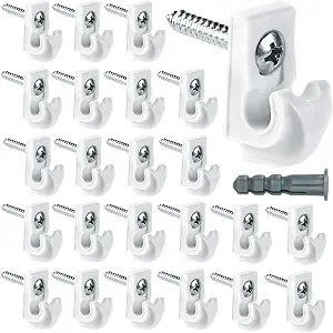 24 Pack Wire Shelf Clips, White Down Wall Clips for Closet Shelves