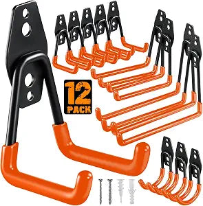 HUPBIPY 12 Pack Garage Hooks Heavy Duty, Wall Mount Ladder Hooks