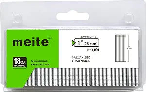 meite 18 Gauge 1-Inch Galvanized Brad Nail Ideal for Trims, Molding, Woodworking for Pneumatic, Electric Brad Nailer Gun (1,000 Counts)