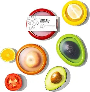 SOOPLEU Avocado Saver & Onion Storage, 4Pcs Silicone Fresh Produce Holder