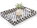 Reallnaive Mother of Pearl Lazy Susan, Square, Black White Checkerboard