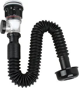Bathroom Sink Drain Kit - Flexible Sink Drain P-Trap for 1-1/4" & 1-1/2", Built-in Anti-Clogging Stopper, Anti-Odor Bathroom Sink Drain