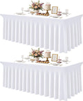 White Spandex Table Cloths for 6 Foot Rectangle Tables 2 Packs