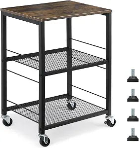 MOOACE 3 Tier End Table with Wheel, Rolling Kitchen Cart Storage Shelf
