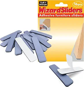 16 PCS PTFE(Teflon) 1" x4" Rectangle Furniture Glides Sliders, Furniture Sliders for Carpeted & Hardwood Floors, Rectangle Self-Adhesive Floor Protector Pads,Furniture Feet Protectors