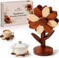 Sunflower Wooden Trivets for Hot Dishes, 5-Piece Housewarming Gift