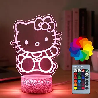 Cat Night Light - 16 Colors Change Decor Kitty Cute Lamp with Remote, Dim Control, 3D Illusion LED Night Lights for Christmas Birthday Party Decoration Gifts