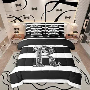 Erosebridal Initial Letter R Sheet Set with Comforter Twin Size Kawaii