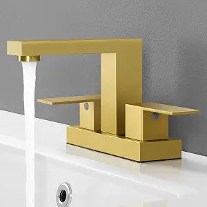 KES Brushed Gold Faucet, Bathroom Sink Faucet 4-inch Centerset Brushed Gold Bathroom Faucets with Supply Lines SUS304 Stainless Steel, L4150LF-BZ [Fits All States, California Included]