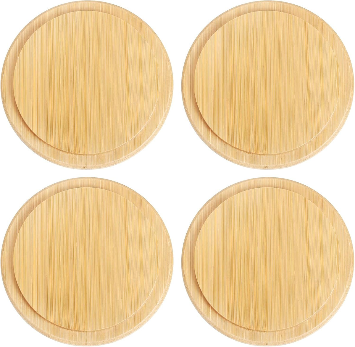 uxcell 4Pcs Bamboo Cup Lid 3.58 Inch, Cup Cover Coffee Mug Cover Tea Glass Drink Cup Lid, Reusable Wooden Round Cup Lid for Keeping Warm