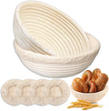 Banneton Bread Proofing Basket - Proofing Basket Set of 2 (9 inch Round) - Natural Rattan Banneton with 4 Linen Liners - Bread Basket for Sourdough Bread Baking Supplies