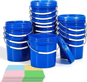 ASEVAT 16-Pack 0.5 Quart Blue Plastic Mini Bucket with Handle, Portable Small Storage Container for Desk Office Bathroom Kitchen Makeup Craft Supplies