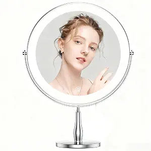 11.8" Magnifying Vanity Mirror with Light, 10X/1X 2-Sided Mirror
