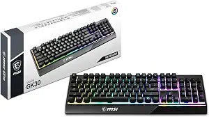 MSI Vigor GK30 RGB Gaming Keyboard, 6-Zone RGB Lighting, Water Repellent & Splash-Proof, Mechanical-Like Plunger Switches