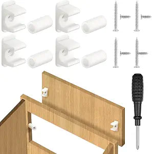 Juexica 4 Pairs False Cabinet Front Clip False Drawer Clips, White