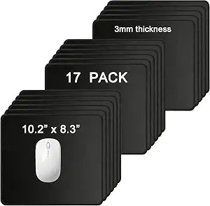 17 Pack Mouse Pads Bulk, Black Mouse Pads for Desk, Office and Laptop