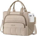 LOVEVOOK Lunch Box for Women, Puffer Lunch Bag with Wide Opening,13L, Khaki