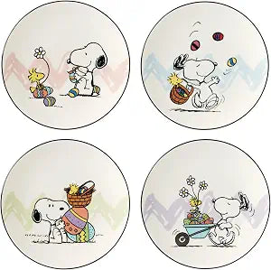 Lenox Snoopy Easter 4-Piece Accent Plates, Appetizer Plate Set for 4