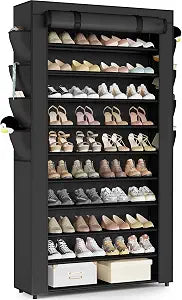 Mavivegue Shoe Rack with Cover, 10+1 Tier Tall Shoe Storage