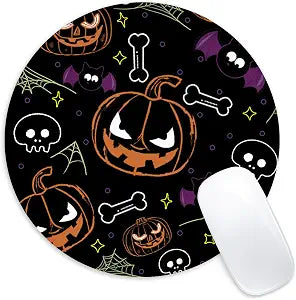 Halloween Funny Pumpkin Round Mouse Pad, 8.7 Inch, Non-Slip Rubber Base, Home Office Decor, 1 Count