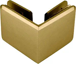 Brixwell Beveled Style 90 Degree Glass To Glass Clamp Brass, Satin Brass